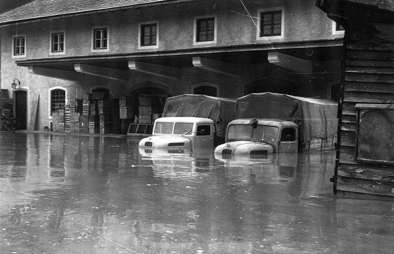 Rampe der Braunegger KG im Hochwasser
